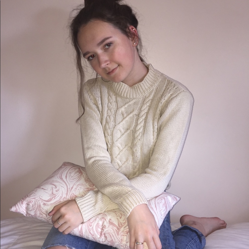 thick beige winter sweater